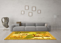 Machine Washable Animal Yellow Traditional Rug, wshtr3885yw