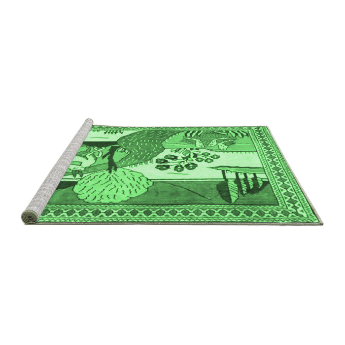 Sideview of Machine Washable Animal Emerald Green Traditional Area Rugs, wshtr3885emgrn