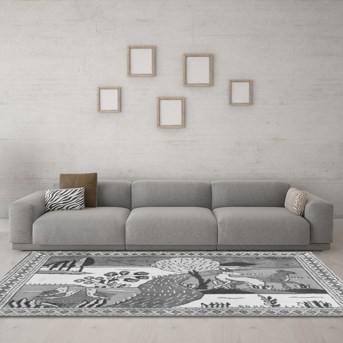 Machine Washable Animal Gray Traditional Rug in a Living Room,, wshtr3885gry