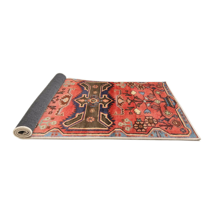 Sideview of Traditional Sunrise Orange Animal Rug, tr3886