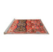 Sideview of Machine Washable Traditional Sunrise Orange Rug, wshtr3886