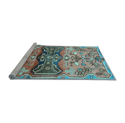 Sideview of Machine Washable Animal Light Blue Traditional Rug, wshtr3886lblu