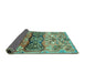 Sideview of Animal Turquoise Traditional Rug, tr3886turq