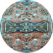 Round Animal Light Blue Traditional Rug, tr3886lblu