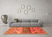 Machine Washable Animal Orange Traditional Area Rugs in a Living Room, wshtr3886org