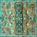 Square Animal Turquoise Traditional Rug, tr3886turq