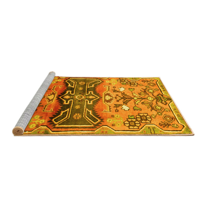 Sideview of Machine Washable Animal Yellow Traditional Rug, wshtr3886yw