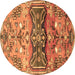 Round Animal Brown Traditional Rug, tr3886brn