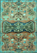 Machine Washable Animal Turquoise Traditional Area Rugs, wshtr3886turq