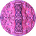 Round Animal Purple Traditional Rug, tr3886pur