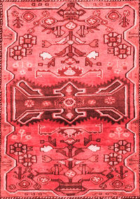 Animal Red Traditional Rug, tr3886red