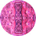 Round Animal Pink Traditional Rug, tr3886pnk