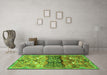 Machine Washable Animal Green Traditional Area Rugs in a Living Room,, wshtr3886grn