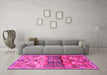 Machine Washable Animal Pink Traditional Rug in a Living Room, wshtr3886pnk