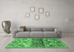 Machine Washable Animal Emerald Green Traditional Area Rugs in a Living Room,, wshtr3886emgrn