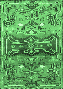 Animal Emerald Green Traditional Rug, tr3886emgrn
