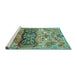 Sideview of Machine Washable Animal Turquoise Traditional Area Rugs, wshtr3886turq