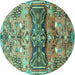 Round Animal Turquoise Traditional Rug, tr3886turq