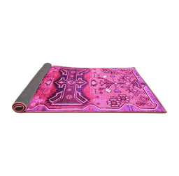 Sideview of Animal Pink Traditional Rug, tr3886pnk