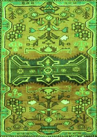 Animal Green Traditional Rug, tr3886grn