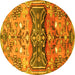 Round Animal Yellow Traditional Rug, tr3886yw