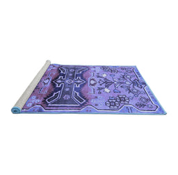 Sideview of Machine Washable Animal Blue Traditional Rug, wshtr3886blu