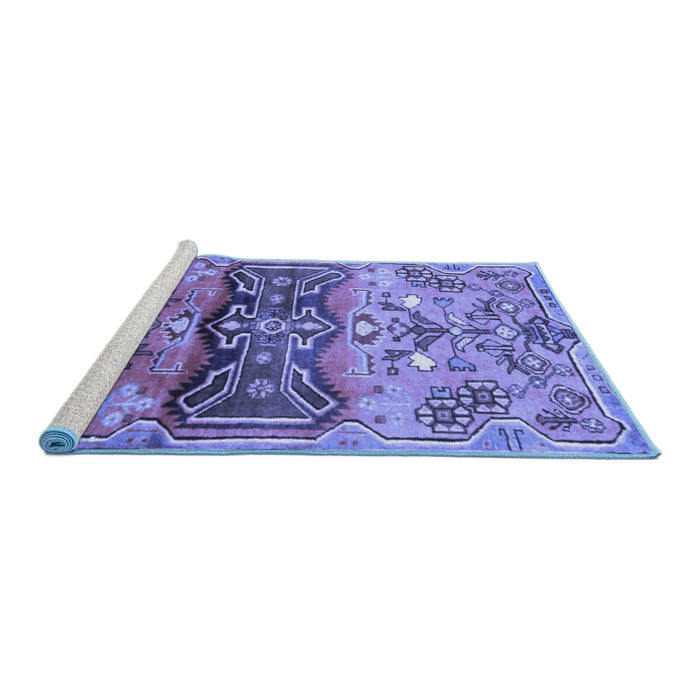 Sideview of Machine Washable Animal Blue Traditional Rug, wshtr3886blu