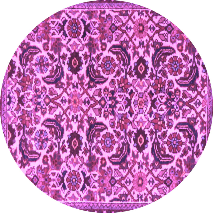 Round Machine Washable Persian Purple Traditional Area Rugs, wshtr3887pur