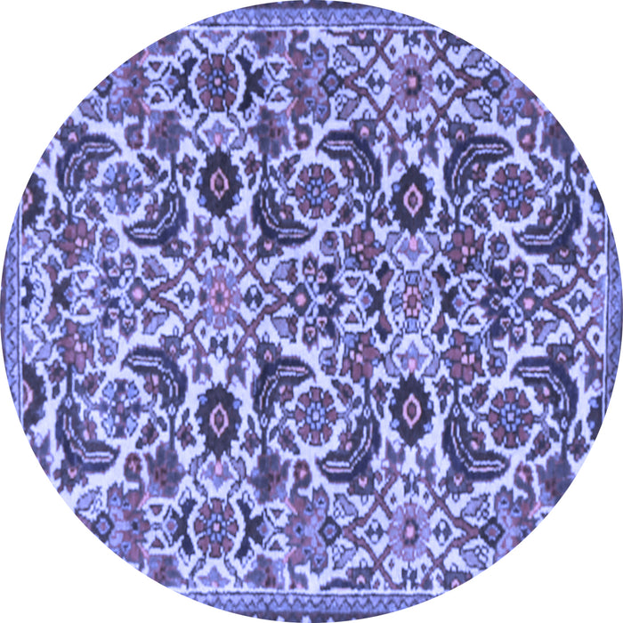 Round Machine Washable Persian Blue Traditional Rug, wshtr3887blu