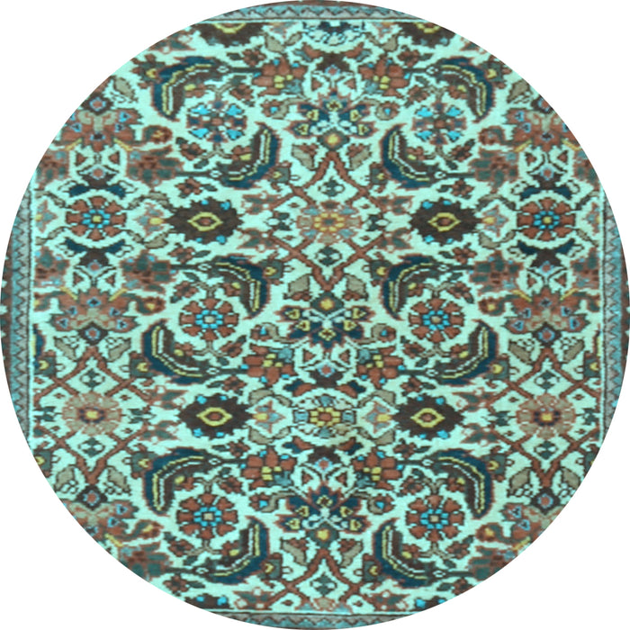 Round Persian Light Blue Traditional Rug, tr3887lblu