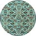 Round Persian Light Blue Traditional Rug, tr3887lblu