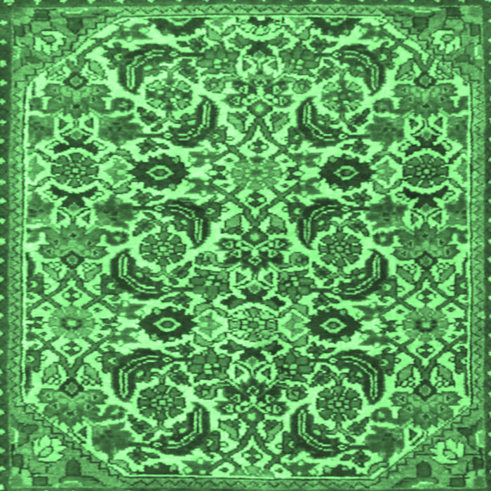 Square Machine Washable Persian Emerald Green Traditional Area Rugs, wshtr3887emgrn