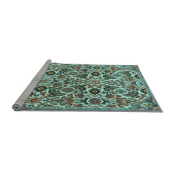 Sideview of Machine Washable Persian Light Blue Traditional Rug, wshtr3887lblu