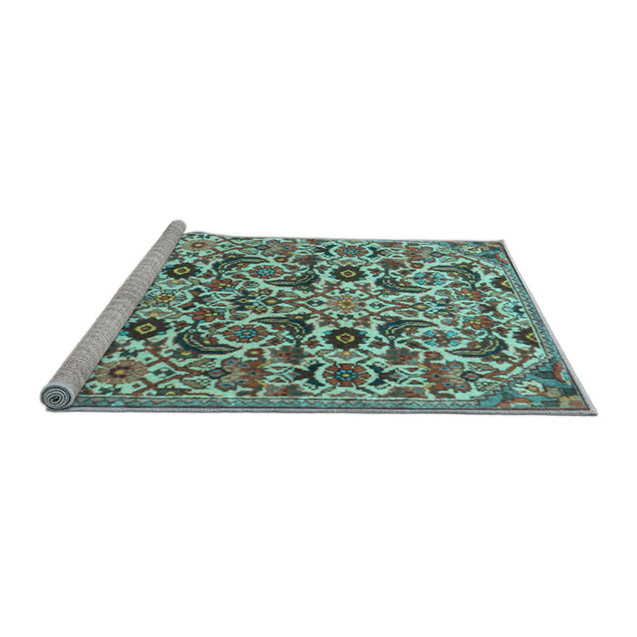 Sideview of Machine Washable Persian Light Blue Traditional Rug, wshtr3887lblu