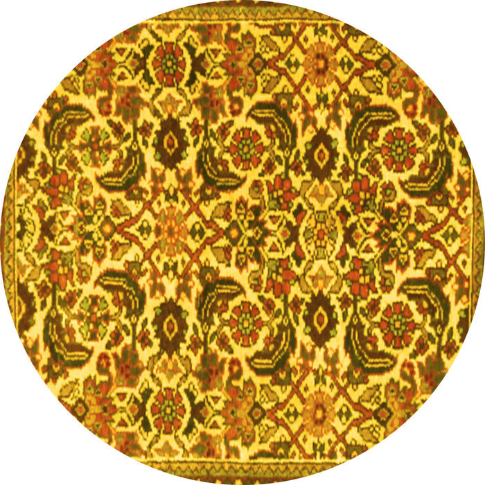 Round Persian Yellow Traditional Rug, tr3887yw