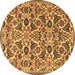 Round Machine Washable Persian Brown Traditional Rug, wshtr3887brn