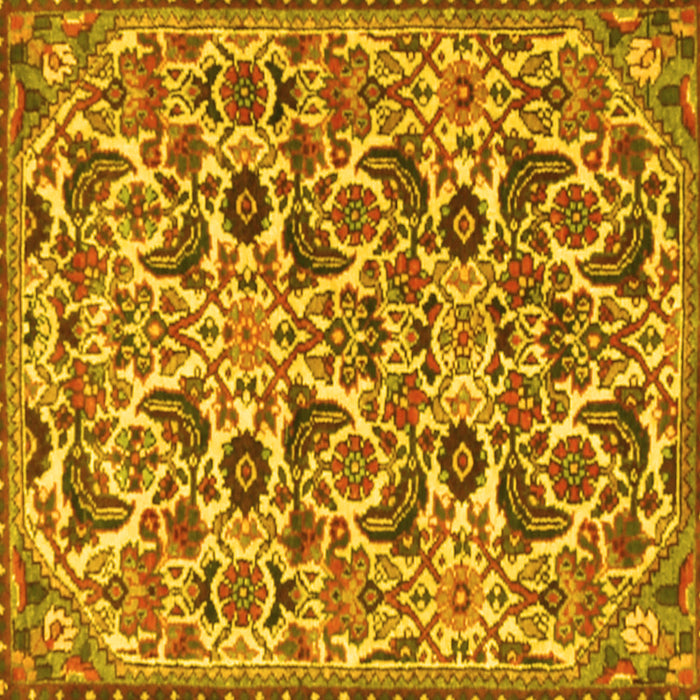 Square Persian Yellow Traditional Rug, tr3887yw