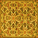 Square Machine Washable Persian Yellow Traditional Rug, wshtr3887yw