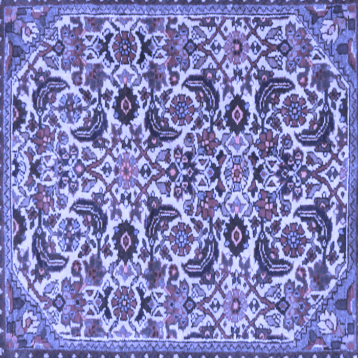 Square Machine Washable Persian Blue Traditional Rug, wshtr3887blu