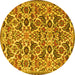 Round Machine Washable Persian Yellow Traditional Rug, wshtr3887yw