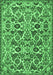 Machine Washable Persian Emerald Green Traditional Area Rugs, wshtr3887emgrn