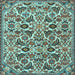 Square Machine Washable Persian Light Blue Traditional Rug, wshtr3887lblu