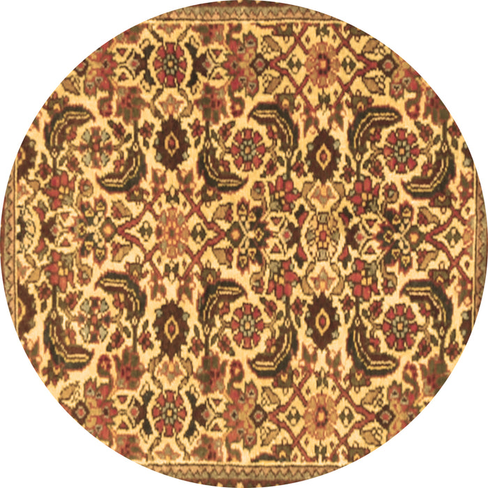 Round Persian Brown Traditional Rug, tr3887brn