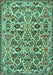 Machine Washable Persian Turquoise Traditional Area Rugs, wshtr3887turq