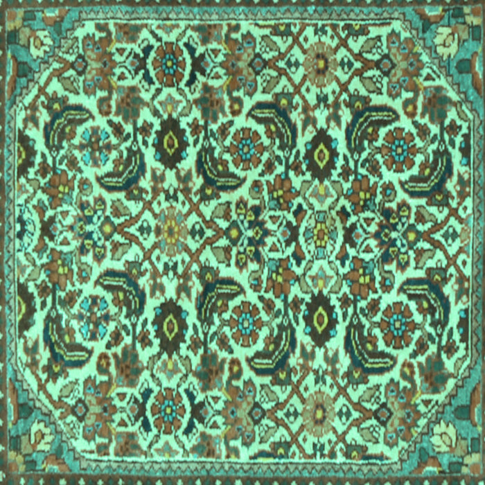 Square Persian Turquoise Traditional Rug, tr3887turq
