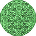 Round Persian Emerald Green Traditional Rug, tr3887emgrn