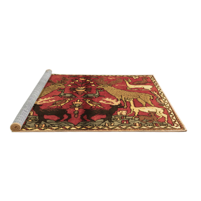 Sideview of Machine Washable Animal Brown Traditional Rug, wshtr3888brn