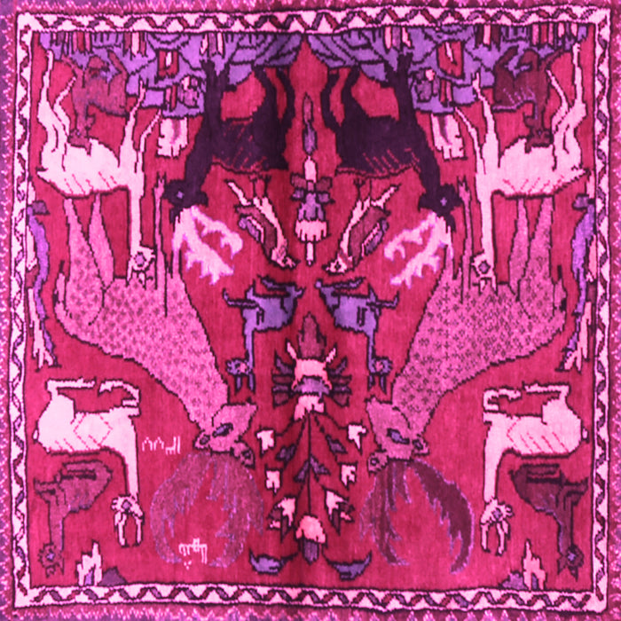 Square Machine Washable Animal Pink Traditional Rug, wshtr3888pnk