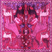 Square Machine Washable Animal Pink Traditional Rug, wshtr3888pnk