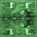 Square Machine Washable Animal Emerald Green Traditional Area Rugs, wshtr3888emgrn